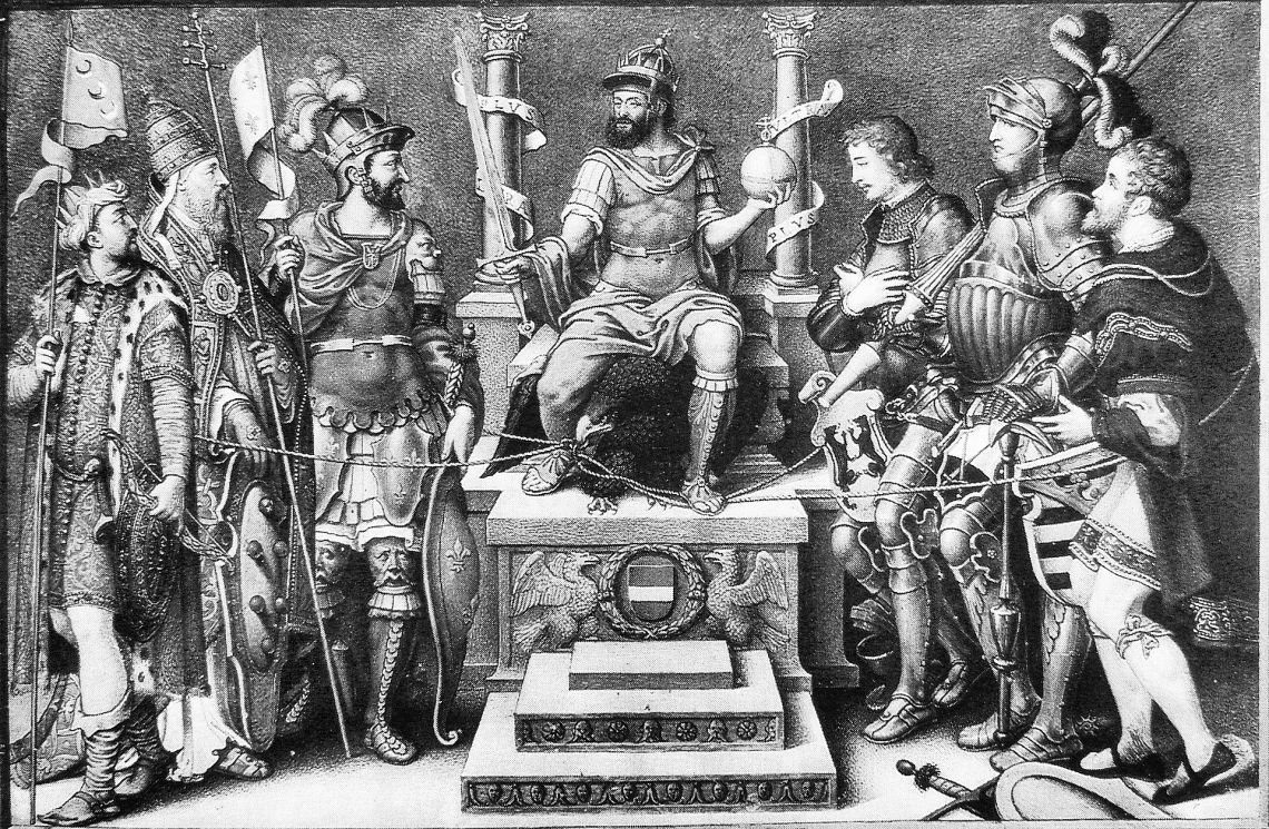Charles_V_enthroned_over_his_defeated_enemies_Giulio_Clovio_mid_16th_century